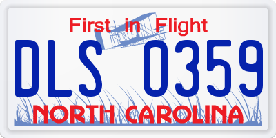 NC license plate DLS0359