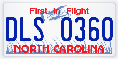 NC license plate DLS0360