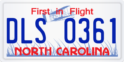 NC license plate DLS0361