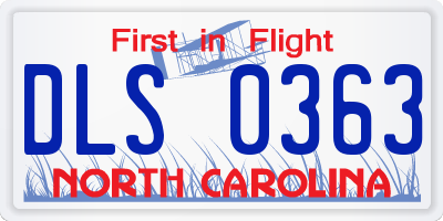 NC license plate DLS0363