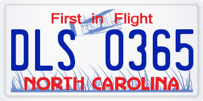 NC license plate DLS0365