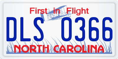 NC license plate DLS0366