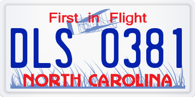 NC license plate DLS0381