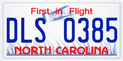 NC license plate DLS0385