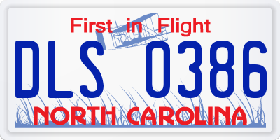 NC license plate DLS0386