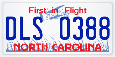 NC license plate DLS0388