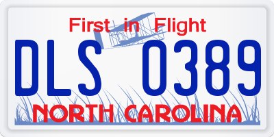NC license plate DLS0389