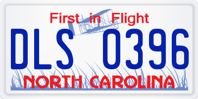 NC license plate DLS0396