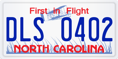 NC license plate DLS0402
