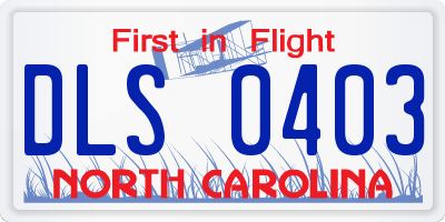 NC license plate DLS0403