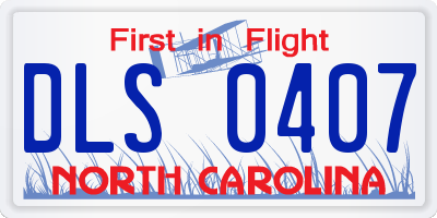 NC license plate DLS0407