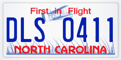 NC license plate DLS0411