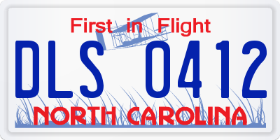 NC license plate DLS0412