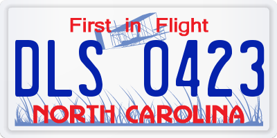 NC license plate DLS0423