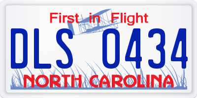 NC license plate DLS0434