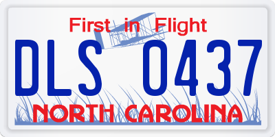 NC license plate DLS0437