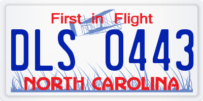 NC license plate DLS0443