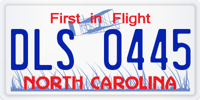 NC license plate DLS0445