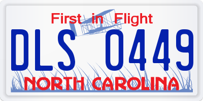 NC license plate DLS0449