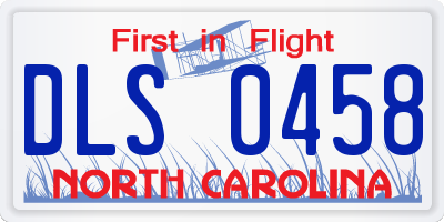 NC license plate DLS0458