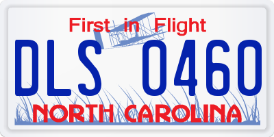 NC license plate DLS0460