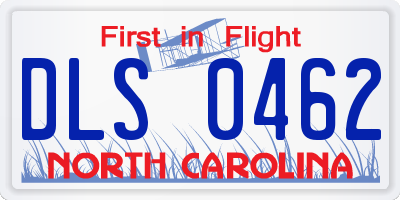 NC license plate DLS0462