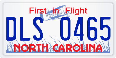 NC license plate DLS0465