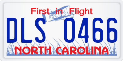 NC license plate DLS0466