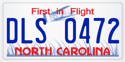 NC license plate DLS0472
