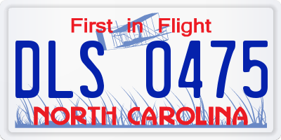 NC license plate DLS0475