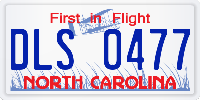 NC license plate DLS0477