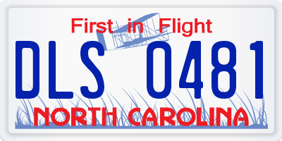 NC license plate DLS0481
