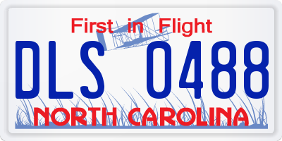 NC license plate DLS0488