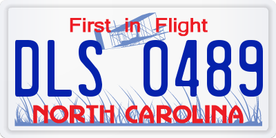 NC license plate DLS0489