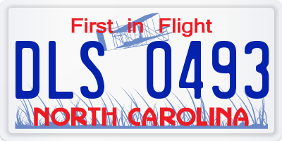 NC license plate DLS0493