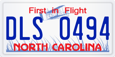 NC license plate DLS0494