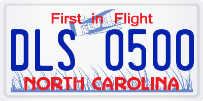 NC license plate DLS0500