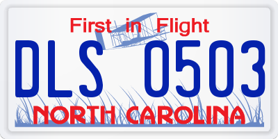 NC license plate DLS0503