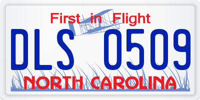 NC license plate DLS0509
