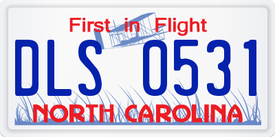 NC license plate DLS0531