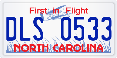 NC license plate DLS0533