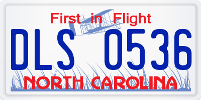 NC license plate DLS0536