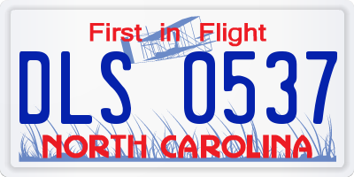 NC license plate DLS0537