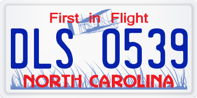NC license plate DLS0539