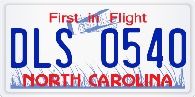 NC license plate DLS0540