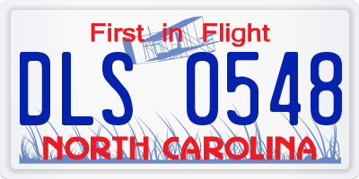 NC license plate DLS0548