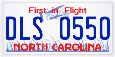 NC license plate DLS0550