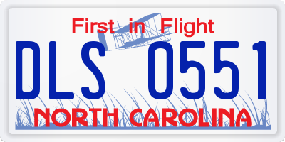 NC license plate DLS0551