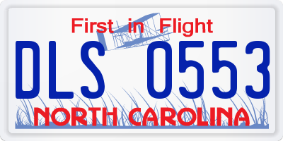 NC license plate DLS0553
