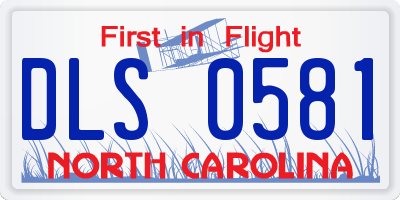 NC license plate DLS0581